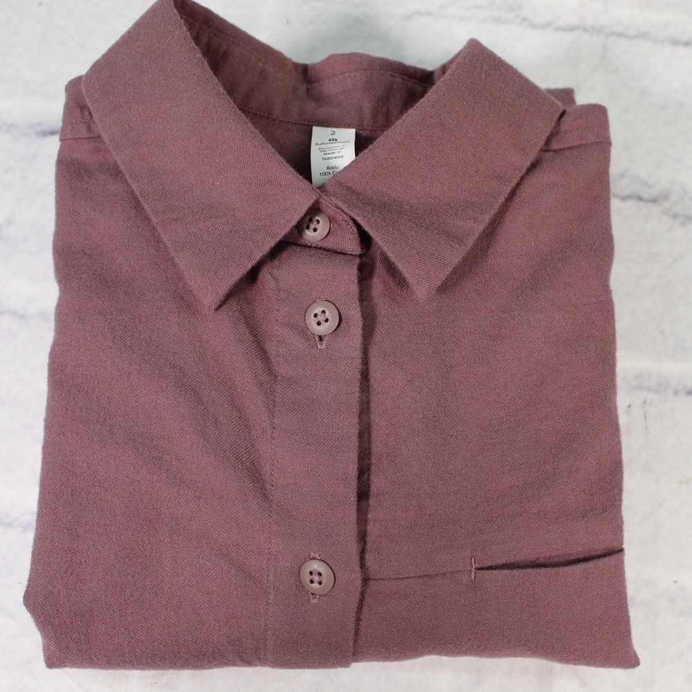 Lululemon Women's Full Day Ahead Shirt 2 Antique Bark Button Up Casual Soft Top - Picture 13 of 15